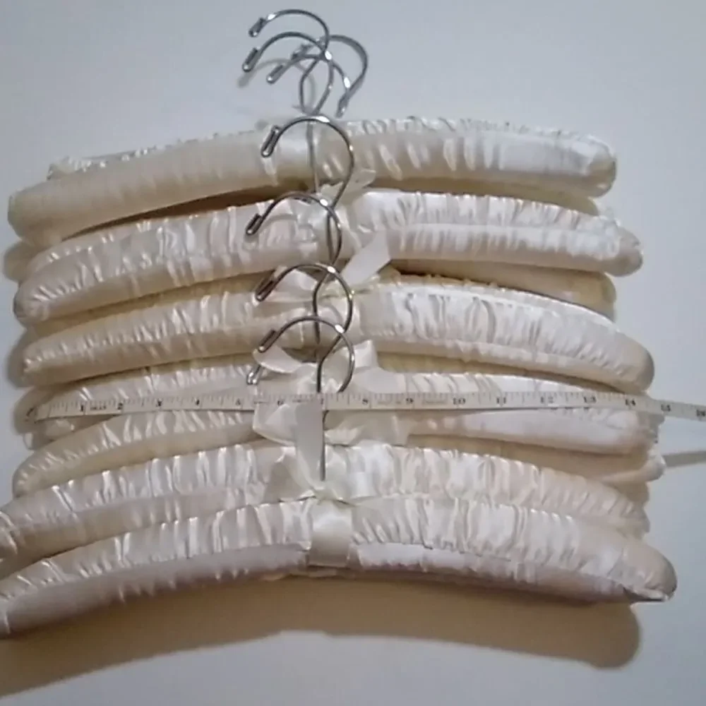 By 18 Padded Satin Boudoir Hangers Ivory